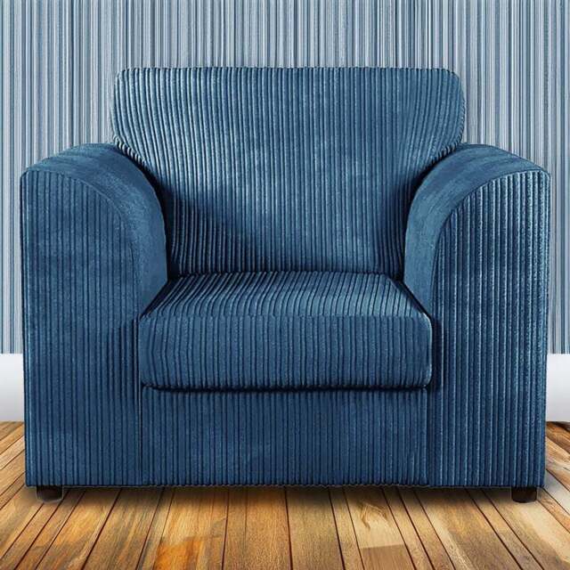 Luxor Single Seater Marine Blue Jumbo Cord Armchair - Wilko - image 1