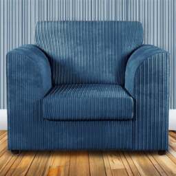 Luxor Single Seater Marine Blue Jumbo Cord Armchair - Wilko - thumbnail 1
