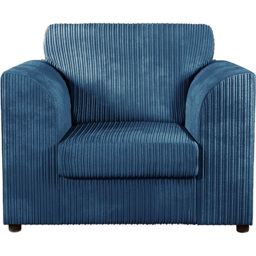 Luxor Single Seater Marine Blue Jumbo Cord Armchair - Wilko - thumbnail 3