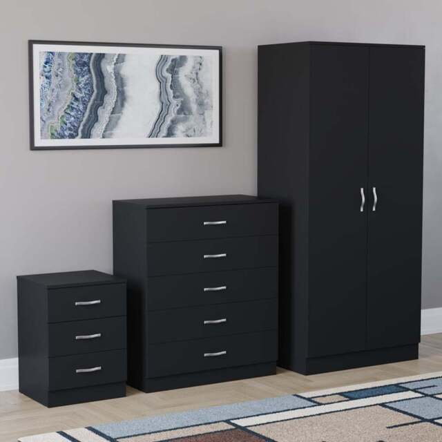 Vida Designs Riano Black 3 Piece Bedroom Furniture Set - Wilko - image 1