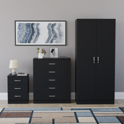 Vida Designs Riano Black 3 Piece Bedroom Furniture Set - Wilko - thumbnail 3
