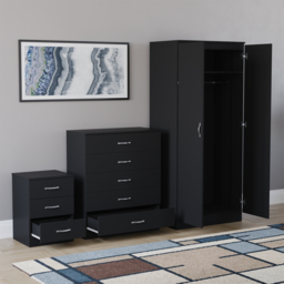 Vida Designs Riano Black 3 Piece Bedroom Furniture Set - Wilko - thumbnail 5