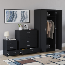 Vida Designs Riano Black 3 Piece Bedroom Furniture Set - Wilko - thumbnail 6
