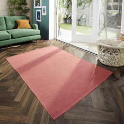 Hug Rug Coral Pink Plain Woven Rug 80 x 150cm - Wilko - thumbnail 3
