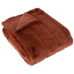 Paoletti Empress Rust Faux Fur Throw 130 x 180cm - Size: 180 x 130cm - Brown - Wilko