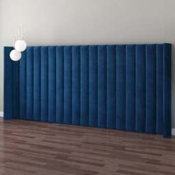 Aspire Furniture Grandeur Navy Plush Velvet Wing Headboard - Size: Emperor - Blue - Aspire Beds - Wilko - thumbnail 1