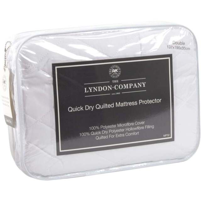 The Lyndon Company Double Polyester Quilted Mattress Protector - White - Wilko - image 1