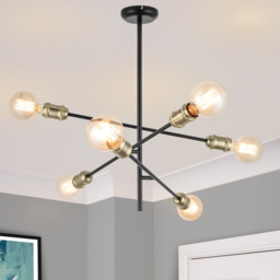 Cosylyte Charlton 6 Light Adjustable Arm Industrial Ceiling Light - Size: 89 x 17 x 17cm - Black - Wilko - thumbnail 3