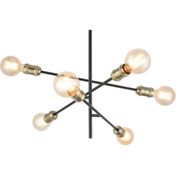 Cosylyte Charlton 6 Light Adjustable Arm Industrial Ceiling Light - Size: 89 x 17 x 17cm - Black - Wilko - thumbnail 4