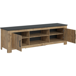 Florence 2 Door 2 Shelf Chestnut and Matera Grey TV Cabinet - Size: 48 x 189 x 57.7cm - Brown - Furniture to Go - Wilko - thumbnail 5