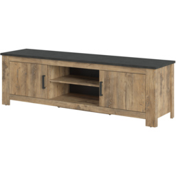 Florence 2 Door 2 Shelf Chestnut and Matera Grey TV Cabinet - Size: 48 x 189 x 57.7cm - Brown - Furniture to Go - Wilko - thumbnail 4