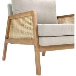 Living and Home Beige Fabric Cushion Mid Century Rattan Chair - Size: Single - Cream - Wilko - thumbnail 5