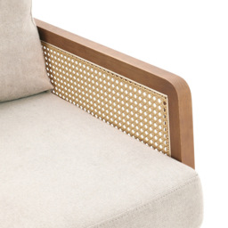 Living and Home Beige Fabric Cushion Mid Century Rattan Chair - Size: Single - Cream - Wilko - thumbnail 7