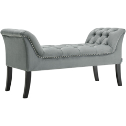 Living and Home Grey Modern Soft Velvet Buttoned Armed Bench - Size: 62 x 123 x 50cm - Wilko - thumbnail 3