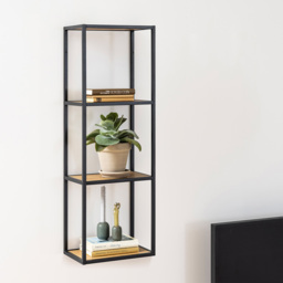 Florence Seaford 3 Shelf Oak and Black Metal Wall Shelf - Furniture To Go - Wilko - thumbnail 3