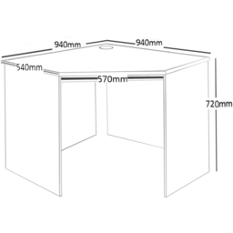 R White Cabinets Corner Computer Desk Brown - Size: 72.8 x 94 x 54cm - Wilko - thumbnail 6