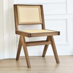 Tectake Lizzy Light Oak Rattan Backrest Accent Chair Set of 6 - Brown - Wilko