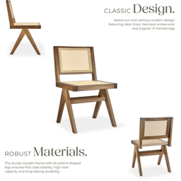 Tectake Lizzy Light Oak Rattan Backrest Accent Chair Set of 6 - Brown - Wilko - thumbnail 4
