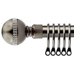 New Edge Blinds 160-300cm Extendable Black Silk Bejewelled Metal Curtain Pole - Size: 160 - 300cm - Wilko