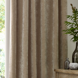 Yard Heavy Natural Chenille Velvet Pencil Pleat Curtains 168 x 183cm - Size: W 168 x D 183cm - Brown - Wilko - thumbnail 3