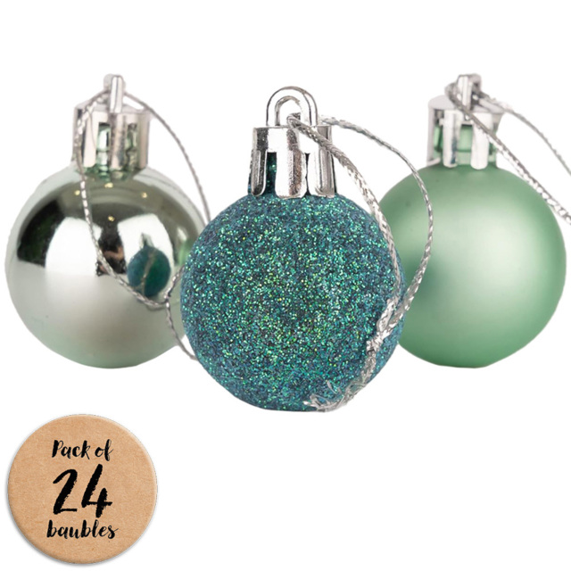 Shatchi 3cm Turquoise Shatterproof Christmas Baubles 24 Pack - Blue - Wilko - image 1