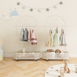 Costway White Adjustable Height Kid Clothes Rack with Storage Basket - Size: 81 x 34 x 182cm - Wilko - thumbnail 3