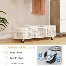 Costway White Adjustable Height Kid Clothes Rack with Storage Basket - Size: 81 x 34 x 182cm - Wilko - thumbnail 6