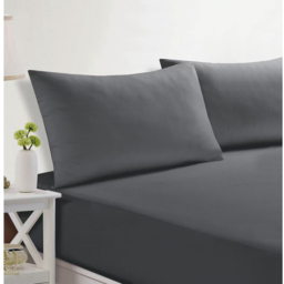 Easy Care Plain Sheeting Set Charcoal King - Wilko - thumbnail 3