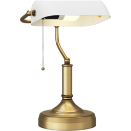 Portland White and Antique Bronze Banker's Table Lamp - Size: 39 x 17.5 x 27.5cm - Wilko - thumbnail 4