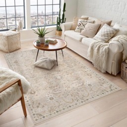 Desire Rugs Maia Beige Floral Non Slip Rug 120 x 180cm - Cream - Wilko - thumbnail 3