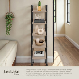 Tectake 5 Shelf Oak Wood Light Shelving Unit 31.5 x 35.5cm - Brown - Wilko - thumbnail 4