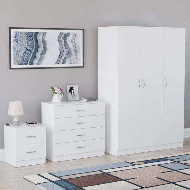 Vida Designs Riano White 3 Piece Bedroom Furniture Set - Wilko - image 1