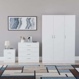 Vida Designs Riano White 3 Piece Bedroom Furniture Set - Wilko - thumbnail 3