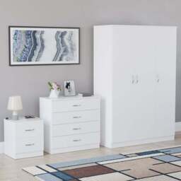 Vida Designs Riano White 3 Piece Bedroom Furniture Set - Wilko - thumbnail 1
