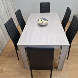 Kosy Koala 6 Seater Faux Leather Arrow Design Rectangular Dining Set Grey and Black - Portland - Wilko - thumbnail 6