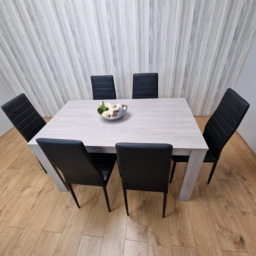 Kosy Koala 6 Seater Faux Leather Arrow Design Rectangular Dining Set Grey and Black - Portland - Wilko - thumbnail 7