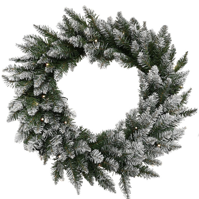 Samuel Alexander Warm White LED Snow Tipped Christmas Wreath Green 60cm - Size: 60 x 60 x 60cm - Wilko - image 1