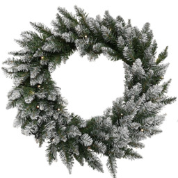 Samuel Alexander Warm White LED Snow Tipped Christmas Wreath Green 60cm - Size: 60 x 60 x 60cm - Wilko