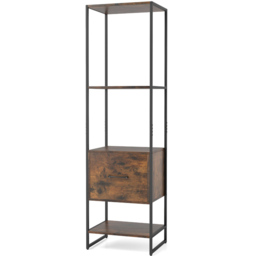 Costway 5 Tier Rustic Brown Metal Tall Bookshelf - Size: 45 x 35 x 160cm - Wilko - thumbnail 3