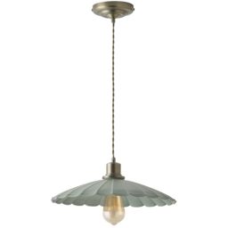 ValueLights Holborn Moss Green Scallop Metal Shade Brushed Gold Pendant Light with Bulb - Size: 117 x 34.5 x 34.5cm - Wilko - thumbnail 1