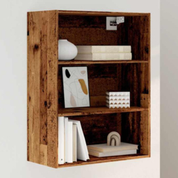 vidaXL 3 Open Shelf Old Wood Hanging Wall Cabinet - Size: 90 x 69.5 x 32.5cm - Brown - Wilko