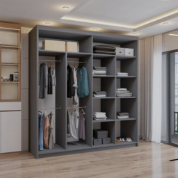Sliding Wardrobes 4U 2 Sliding Door Grey Full Length Mirrored Wardrobe 203cm - Size: 2 Door - Wilko - thumbnail 3