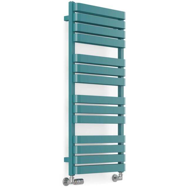 Terma Warp T Bold Matt Teal Heated Towel Rail 2660 BTU 1110 x 500mm - Size: 111 x 50 x 11.2cm - Blue - Wilko - image 1