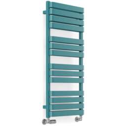 Terma Warp T Bold Matt Teal Heated Towel Rail 2660 BTU 1110 x 500mm - Size: 111 x 50 x 11.2cm - Blue - Wilko