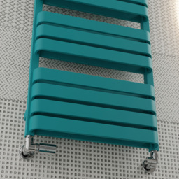 Terma Warp T Bold Matt Teal Heated Towel Rail 2660 BTU 1110 x 500mm - Size: 111 x 50 x 11.2cm - Blue - Wilko - thumbnail 7
