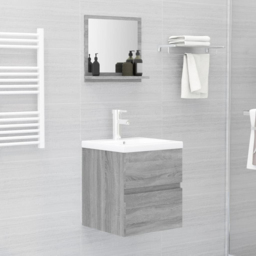 vidaXL Single Shelf Grey Sonoma Bathroom Mirror 40 x 10.5 x 37cm - Size: 37 x 40 x 10.5cm - Wilko - thumbnail 3