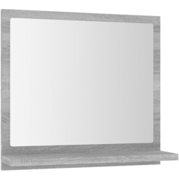 vidaXL Single Shelf Grey Sonoma Bathroom Mirror 40 x 10.5 x 37cm - Size: 37 x 40 x 10.5cm - Wilko