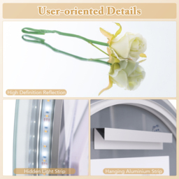 Costway LED Half Circle Bathroom Mirror - Size: 70 x 63cm - Silver - Wilko - thumbnail 7