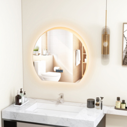 Costway LED Half Circle Bathroom Mirror - Size: 70 x 63cm - Silver - Wilko - thumbnail 5