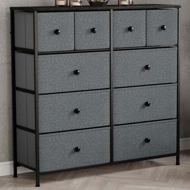 Vida Designs Chorley 10 Drawer Grey and Black Fabric Chest of Drawer - Wilko - image 1